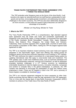 TRANS PACIFIC PARTNERSHIP FREE TRADE AGREEMENT