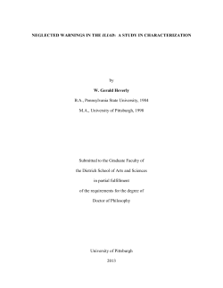 1 NEGLECTED WARNINGS IN THE ILIAD: A STUDY IN