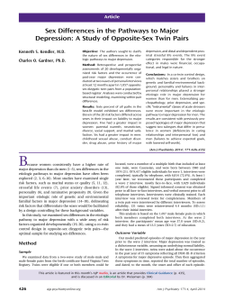 Sex Differences in the Pathways to Major Depression: A Study