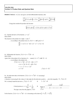 MATH 1910 Section 3.2 Product Rule and Quotient Rule d dx