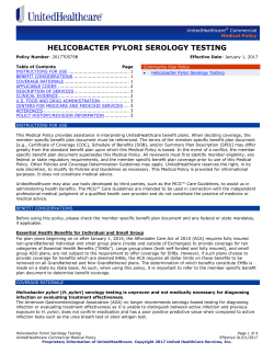 Helicobacter Pylori Serology Testing