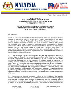 MALAYSIA - Permanent Missions to the United Nations
