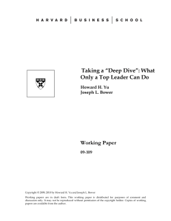 Taking a &ldquo;Deep Dive&rdquo; - Harvard Business School