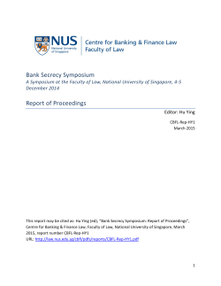 Bank Secrecy Symposium - NUS