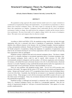 Structural Contingency Theory In, Population