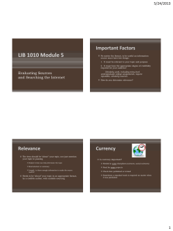 Evaluating Sources and Searching the Internet