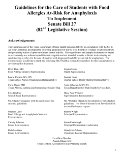 Guidelines for the Care of Students with Food Allergies