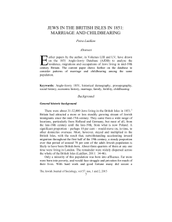 JEWS IN THE BRITISH ISLES IN 1851: MARRIAGE AND