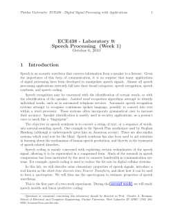 Speech Processing (Week 1) - Purdue College of Engineering