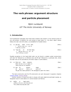 The verb phrase: argument structure and particle placement
