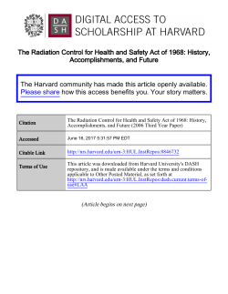 The Radiation Control for Health and Safety Act of 1968: History
