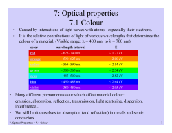 7: Optical properties 7.1 Colour