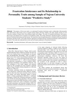 Frustration Intolerance, Self-esteem, Introversion, Locus of control