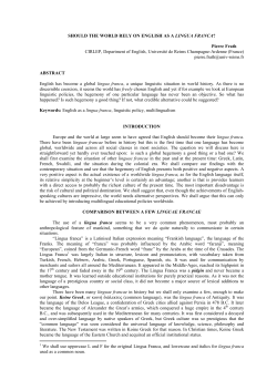 Should the World Only Rely on English as a Lingua Franca?