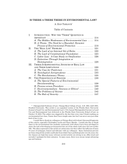 IS THERE A THERE THERE IN ENVIRONMENTAL LAW? Table of