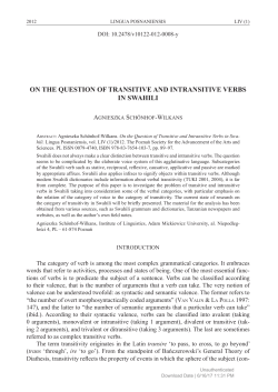 on THe QUesTion oF TRansiTiVe anD inTRansiTiVe