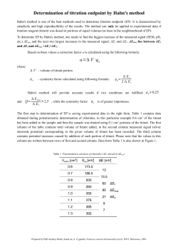 Determination of titration endpoint by Hahn`s method a=&Delta; V&sdot;qa