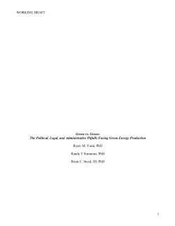 Green vs. Green: The Political, Legal, and Administrative Pitfalls