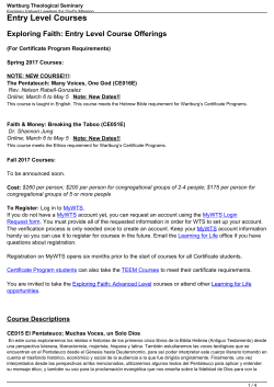 Entry Level Courses - Wartburg Theological Seminary