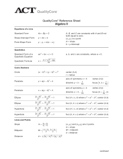 Algebra II Reference Sheet
