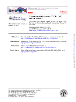mRNA Stability Tristetraprolin Regulates CXCL1 (KC)