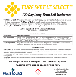 Turf Wet LT Select jug label