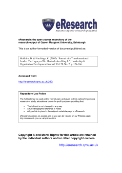 portrait of a transformational leader: the legacy of dr