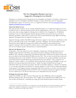 The New Hampshire Business Case for a Supportive Housing