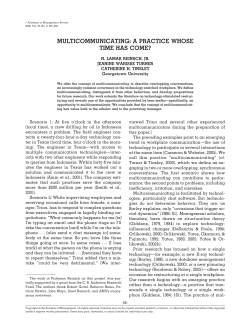 MULTICOMMUNICATING: A PRACTICE WHOSE TIME HAS COME?