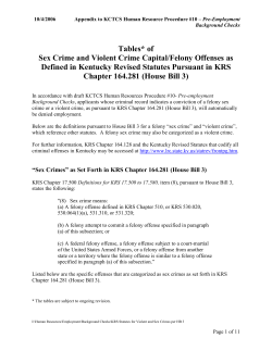 Tables* of Sex Crime and Violent Crime Capital/Felony Offenses as