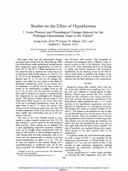 Studies on the Effect of Hypothermia