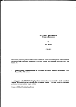 INDUSTRIAL METABOLISM: WORK IN PROGRESS 97/09