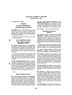 LEGISLATIVE ASSEMBLY OF MANITOBA Monday, June 5, 1989. 1