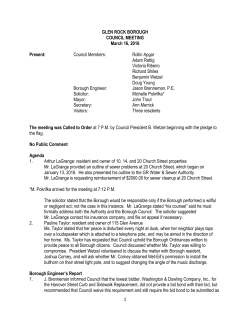 1 GLEN ROCK BOROUGH COUNCIL MEETING March 16, 2016