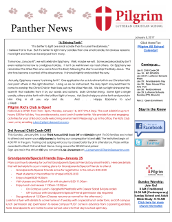 Panther News - Pilgrim Lutheran Christian School
