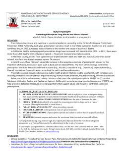 Prescription Drug Misuse Health Advisory