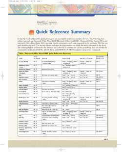 Quick Reference Summary