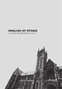 english at otago - University of Otago