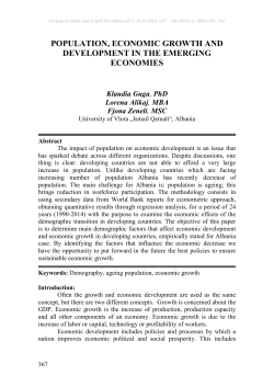 POPULATION, ECONOMIC GROWTH AND DEVELOPMENT IN THE