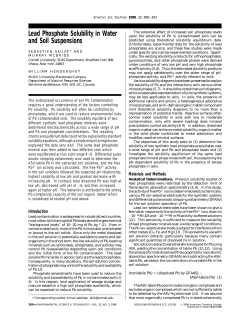 Lead Phosphate Solubility in Water and Soil Suspensions
