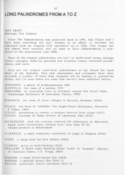 Long Palindromes From A to Z - Digital Commons @ Butler University