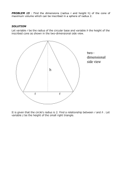 Find the dimensions (radius r and height h) of the cone of maximum