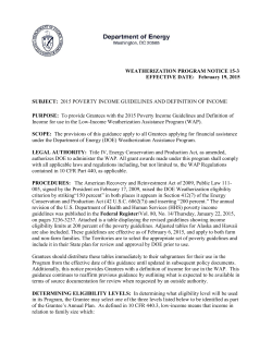2015 Poverty Income Guidelines and Definition of Income