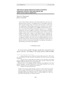 2004. The Foggy Road for Evaluating Punitive Damages