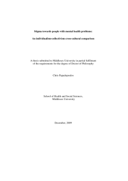 Stigma towards people with mental health problems