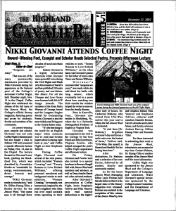 NiKKi GIOVANNI ATTENDS COFFEE NIGHT - UVa