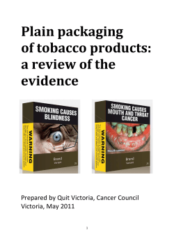 Plain packaging of tobacco products