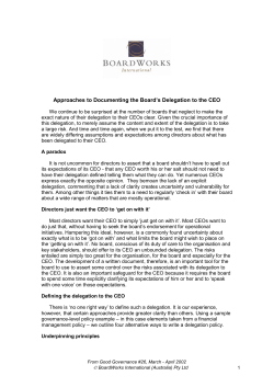 Approaches to Documenting the Board`s Delegation to the CEO