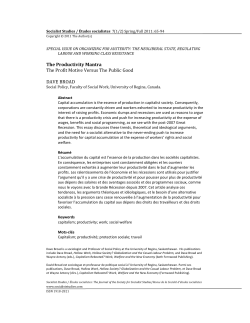 The Productivity Mantra The Profit Motive Versus The Public Good