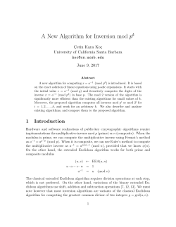 A New Algorithm for Inversion mod p